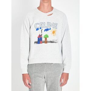 CELINE Men's V-Neck Wool Sweater Men GREY Sweaters & Cardigans